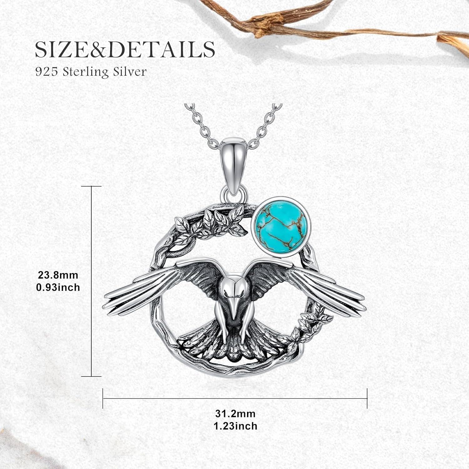wholesale 925 Sterling Silver Green Turquoise Vintage Wolf Raven Phoenix Pendant Necklace w 18+2 Chain ( chars)-0-1