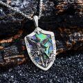 wholesale 925 Sterling Silver Saint Michael Shield Opal Pendant Necklace  for Men Women Catholic Christian Gifts Jewelry 47cm Chain Length-0-3