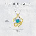 wholesale Opalite Metal Snake Pendant Necklace with Blue Stone - 925 Sterling Silver/Gold Tone Chain (Men/Women)-0-3
