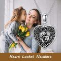 wholesale 925 Sterling Silver Photo Heart Pendant with Floral Engraving and Mother & Child Design - Holds Pictures Inside for Women's -0-6