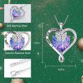 wholesale TOUPOP Butterfly Necklaces For Women Butterfly Gift Butterfly Pendant S925 Sterling Silver For Women Daughter Girlfriend Sister Mother Day Birthday (purple Crystal Heart) -0-4