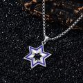 wholesale 925 Sterling Silver Blue Enamel Star of David Pendant Necklace 24 Chain-0-3