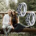 wholesale 925 Sterling Silver Triquetra Celtic Knot Huggie Hoop Earrings for Men & Women - Vintage Gothic Punk Jewelry (3 cm)-0-2