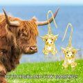 wholesale 925 Sterling Silver Rose Gold Plated Highland Cow Drop Earrings For Women-0-4