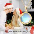 wholesale 14K Gold Moonstone Starburst Pendant Necklace for Women Mother's Day Gift-0-4