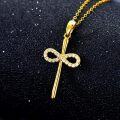 wholesale 14K Gold Infinity Cross CZ Pendant Necklace Religious s for Women-0-4