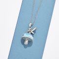 wholesale 925 Sterling Silver Blue Opalite Mushroom Fairy Pendant Necklaces for Women's  Ideas-0-3