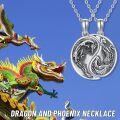 wholesale 925 Sterling Silver Dragon & Phoenix Heart Pendant Couples Necklaces for Best Friends Forever (BFF)  Set-0-3