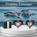 wholesale 925 Sterling Silver Dolphin Heart Stud Earrings - Valentine's Day Gift for Her-0-4