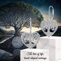 wholesale 925 Sterling Silver Filigree Tree Of Life Heart Drop Earrings-0-5
