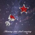 wholesale 925 Sterling Silver Red Gemstone Five-Pointed Star Stud Earrings for Women-0-2