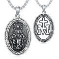 wholesale 925 Sterling Silver Virgin Mary Pendant Necklace With Rhinestones And Cross-0-0