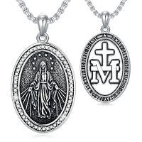wholesale 925 Sterling Silver Virgin Mary Pendant Necklace With Rhinestones And Cross-St. Mary