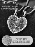 wholesale 925 Sterling Silver Saint Christopher and Virgin Mary Couples Necklace Set - Religious Gift for Him & Her-0-4
