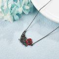 wholesale 925 Sterling Silver Skeleton Hand Red Rose Necklace-0-4