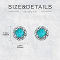 wholesale 925 Sterling Silver Round Turquoise Stud Earrings for Women Boho Style Native American Inspired s 48x36mm-0-4
