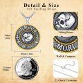 wholesale 925 Sterling Silver Round Gothic Memento Mori Pendant Necklaces for Men & Women - Halloween s-0-2