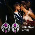 wholesale Sterling Silver Crystal Celtic Moon Dangle Earrings Birthstone Gift-0-23