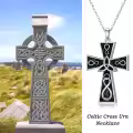 TOUPOP Sterling Silver & Stone Celtic Cross Urn Necklace For Ashes Memorial Jewelry-0-1