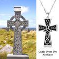 TOUPOP Sterling Silver & Stone Celtic Cross Urn Necklace For Ashes Memorial Jewelry-0-1