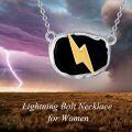 wholesale 925 Sterling Silver Black Onyx Gold Plated Lighting Bolt Pendant Necklace for Women and Men-0-3