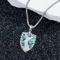 wholesale 925 Sterling Silver Abalone Shell Saint Michael and Saint Jude Shield Pendant Necklace -0-3