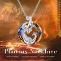 wholesale 925 Sterling Silver Blue Crystal Phoenix & Peacock Pendant Necklace-0-2