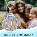 TOUPOP Sterling Silver Crystal Sister Rose Flower Sisters Necklace-0-1