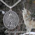 wholesale 925 Sterling Silver Nordic Wolf Head Necklace - Viking Style Animal Pendant for Men & Women-0-4