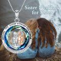 wholesale 925 Sterling Silver Abalone Shell Moon Heart Sister Pendant Necklace Gifts for Women-0-2