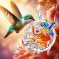 wholesale 925 Sterling Silver Hummingbird & Flower Pendant Necklaces for Women Girls Gifts Alphabet Initial Letter P Charm Chain Jewelry Set Blue Purple Yellow Gold Tone Enamel Colorful Artistic Design-0-15