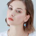 wholesale 925 Sterling Silver Heart-Shaped Blue Crystal Axolotl Dangle Earrings for Women Girls  4cm Length-0-2