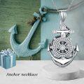 wholesale 925 Sterling Silver & Zirconia Anchor Necklace with Compass for Travel Enthusiasts, Unisex Gift for Women Men-0-3