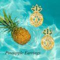 wholesale 925 Sterling Silver Plated Gold  Pomegranate Stud Earrings with Green and Yellow Stones - Fruits Inspired Jewelry for Women-0-3