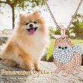 wholesale 925 Sterling Silver & Rose Gold Plated Pomeranian Pendant with Cubic Zirconia, Cute Dog Necklace Gift-0-1