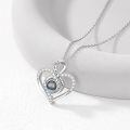 wholesale Sterling Silver Moissanite Love Memorial Photo Projection Necklace, 18 Cable Chain, Heartfelt Gift for Women-0-1