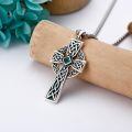 wholesale 925 Sterling Silver Celtic Cross Necklace Wholesale With Green Inlay And Chain-0-2