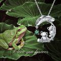 wholesale 925 Sterling Silver Green Enamel Frogs on Lily Pad Pendant Necklaces Adorable Animal Gifts for Her-0-5