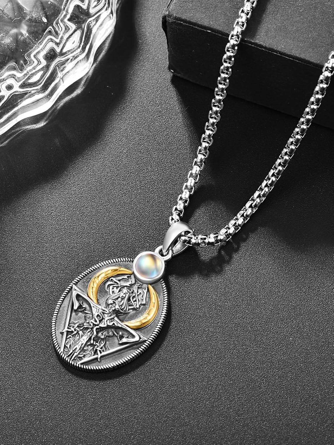 wholesale 925 Sterling Silver Onyx Witch's Knot Tetragrammaton Hecate Lilith Pendant Necklaces for Women Gothic Triple Moon Goddess Jewelry 36 Chain-0-1