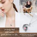 wholesale 925 Sterling Silver Birthstone Owl Pendant Necklace for Women-0-4
