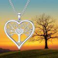 wholesale 925 Sterling Silver Heart-Shaped Tree of Life Pendant with Cubic Zirconia Necklaces for Women Gifts-0-5