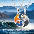 wholesale 925 Sterling Silver Yin Yang Turquoise & Black Onyx Mountain Necklaces for Couples BFF-0-6