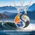 wholesale 925 Sterling Silver Yin Yang Turquoise & Black Onyx Mountain Necklaces for Couples BFF-0-6