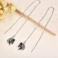 wholesale 925 Sterling Silver Long Threader Dangle Drop Black Enamel Horse Head Stud Earring  For Women Girls Mother's Day Present Birthday Anniversary Christmas Holiday Gifts Ideas 3cm Length-0-2
