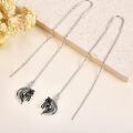 wholesale 925 Sterling Silver Long Threader Dangle Drop Black Enamel Horse Head Stud Earring  For Women Girls Mother's Day Present Birthday Anniversary Christmas Holiday Gifts Ideas 3cm Length-0-2