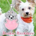 wholesale 925 Sterling Silver Pink Enamel Round Pendant with Yorkshire Terrier Charm for Women's Necklaces Gifts-0-3