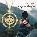 wholesale 14k Gold Nautical Compass Pendant Necklace With Black Zircon Stone For Women-0-4
