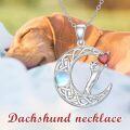 wholesale 925 Sterling Silver Moonstone & Garnet Heart Dachshund Crescent Pendant Necklace-0-1