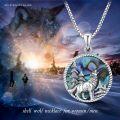 wholesale 925 Sterling Silver Abalone Shell Viking Wolf Pendant Necklace for Men & Women-0-4
