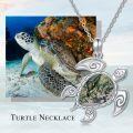 wholesale 925 Sterling Silver Moss Agate Sea Turtle Necklace with Chain for Women Girls Gift 43cm Length-0-4